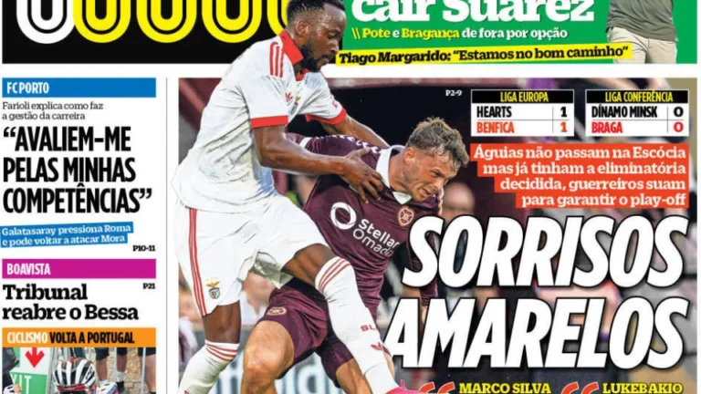 Por cá: Sorriso amarelo do Benfica e braço de ferro por Rodrigo Mora